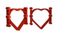 Red Heart with Bezier curve icon isolated on transparent background. Pen tool icon.