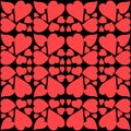 Red heart on black background seamless pattern for textile Royalty Free Stock Photo