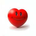 Red heart with black eyes and a big smile, white isolated background. Heart as a symbol of affection ove Royalty Free Stock Photo