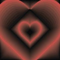 Red heart and black rhombus flowing into each other vector love playing cards background