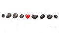 Red heart black stones Love Valentines Day background Royalty Free Stock Photo