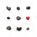 Red heart black stones Love Valentines Day Royalty Free Stock Photo