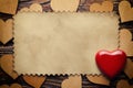 Red heart and blank paper sheet Royalty Free Stock Photo