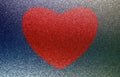 Red heart on a blue background. Oil paint effect. Vector. Royalty Free Stock Photo