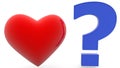 Red heart with blue question mark Royalty Free Stock Photo