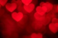 Red heart bokeh background photo, abstract holiday backdrop Royalty Free Stock Photo