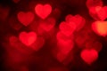 Red heart bokeh background photo, abstract holiday backdrop Royalty Free Stock Photo