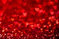 Red heart bokeh background. Valentines day texture. Royalty Free Stock Photo