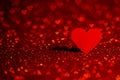 Red heart bokeh background. Valentines day texture. Royalty Free Stock Photo