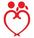 Red heart boy and girl symbol Royalty Free Stock Photo