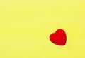 Red heart on bright yellow background,romantic love background