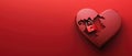 A red heart with a broken piece and a padlock inside on a red background Royalty Free Stock Photo