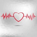 Red Heart Brush Symbol Isolated Poligonal Background