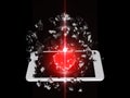 Red heart burst out of the smartphone, lens flare Royalty Free Stock Photo