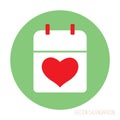Red heart calendar icon flat design Royalty Free Stock Photo