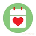 Red heart calendar icon flat design