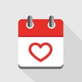 Red heart in calendar icon valentines day symbol Royalty Free Stock Photo