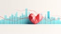 Red heart cardiogram on pastel background health, cardiology, and cardiovascular concept Royalty Free Stock Photo