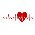 Red heart in cardiology medical design over white background vector illustration