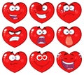 Red Heart Cartoon Emoji Face Character 1. Collection