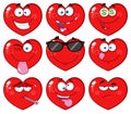 Red Heart Cartoon Emoji Face Character 2. Collection