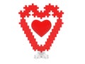 A red heart in the center with a contour of puzzles around Royalty Free Stock Photo