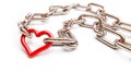 Red heart chain. 3d Illustrations