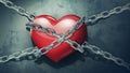 Red heart in chains