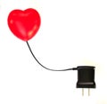 Red Heart And Charger On White Background