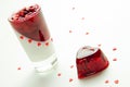 Red heart cherry jelly and a glass Royalty Free Stock Photo