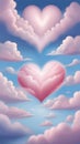 Red heart in clouds cute and pretty lovely illustration