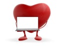 Red heart with computer 3d-illustration