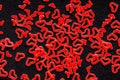 Red heart confetti on black Royalty Free Stock Photo