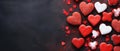 Red heart cookies on a textured table, a closeup of homemade love, Ai Generated