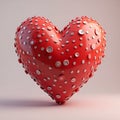 A red heart covered in buttons with a light background in a studio setting Royalty Free Stock Photo