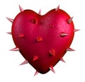 Red heart covered by thorns