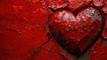 Red heart with cracked paint on a metal surface, grunge background Royalty Free Stock Photo