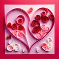 Red heart curling paper as greeting card for expession of love concept made with Generative AI. Valentine day or Mother Day or Royalty Free Stock Photo