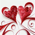 heart curling paper as greeting card for expession of love concept made with Generative AI. Valentine day or Mother Day or Royalty Free Stock Photo