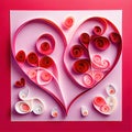 heart curling paper as greeting card for expession of love concept made with Generative AI. Valentine day or Mother Day or Royalty Free Stock Photo