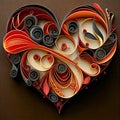 heart curling paper as greeting card for expession of love concept made with Generative AI. Valentine day or Mother Day or Royalty Free Stock Photo