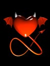 Red heart-devil isolated on black background Royalty Free Stock Photo