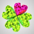 Red heart in dimensional cloverleaf composition Royalty Free Stock Photo