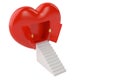 Red heart with doors open and stairs.3D illustration. Royalty Free Stock Photo