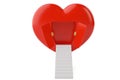 Red heart with doors open and stairs.3D illustration. Royalty Free Stock Photo