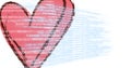 Red heart drawing over computer writing code, program coding and technology concept Royalty Free Stock Photo