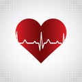 Red heart with ekg on white - medical design. Royalty Free Stock Photo