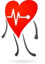 Red heart with electrocardiogram