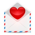 Red heart with envelope