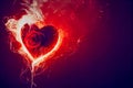 Red heart explodes into a cloud of red smoke fire flame that billows out. Love, passion, hell concept. Generative AI